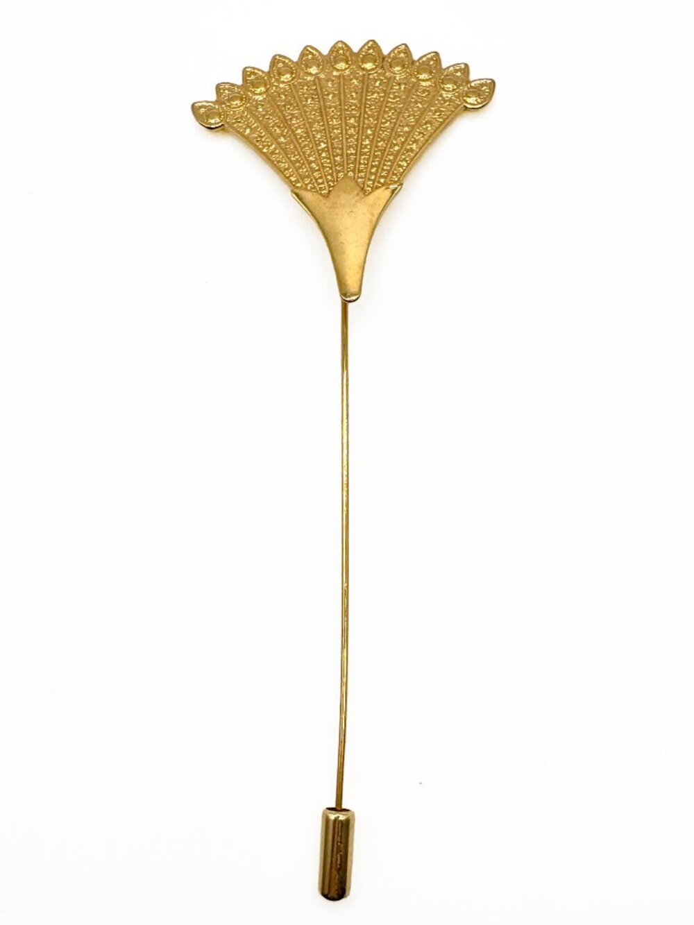 Vintage Fan Hat Pin Gold Tone Art Deco Inspired